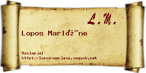 Lopos Marléne névjegykártya